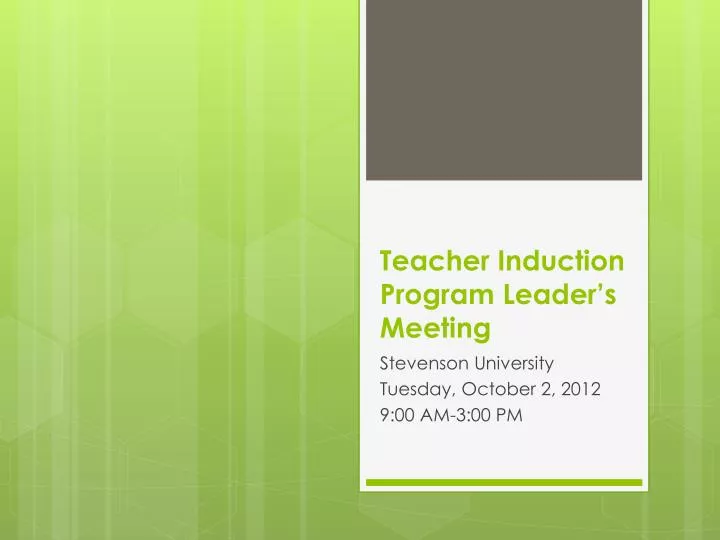 teacher induction program leader s meeting