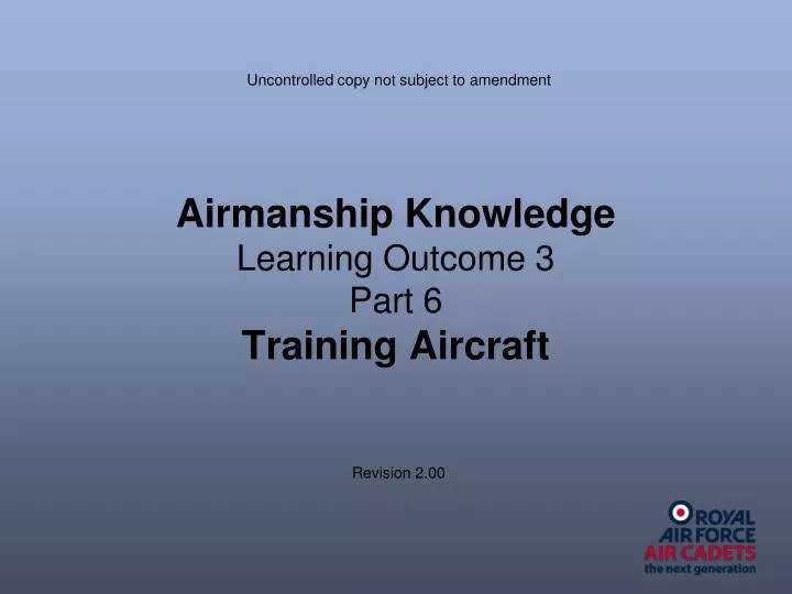 airmanship knowledge learning outcome 3 part 6 training aircraft