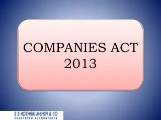 COMPANIES ACT 2013