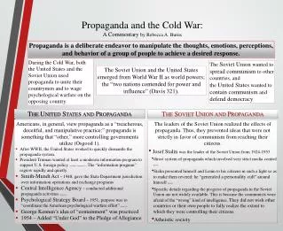 Propaganda and the Cold War: A Commentary b y Rebecca A. Burns