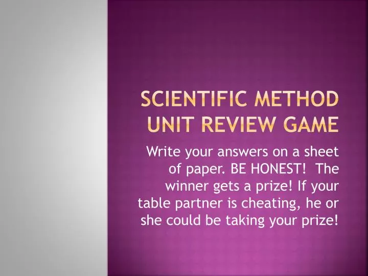 scientific method unit review game
