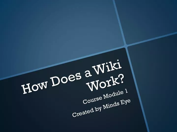 how does a wiki work