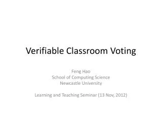 Verifiable Classroom Voting