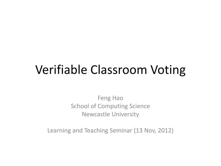verifiable classroom voting
