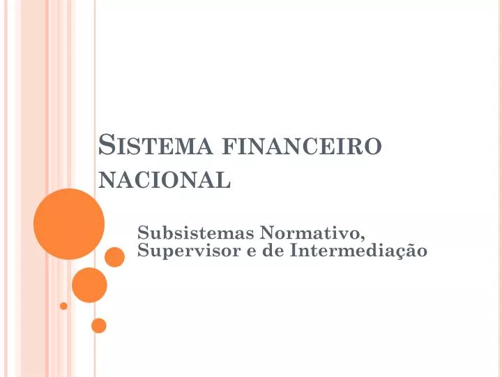 sistema financeiro nacional