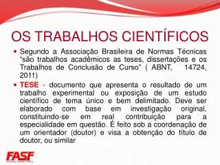 os trabalhos cient ficos