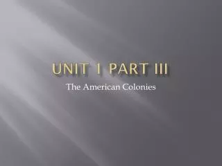 Unit 1 Part III