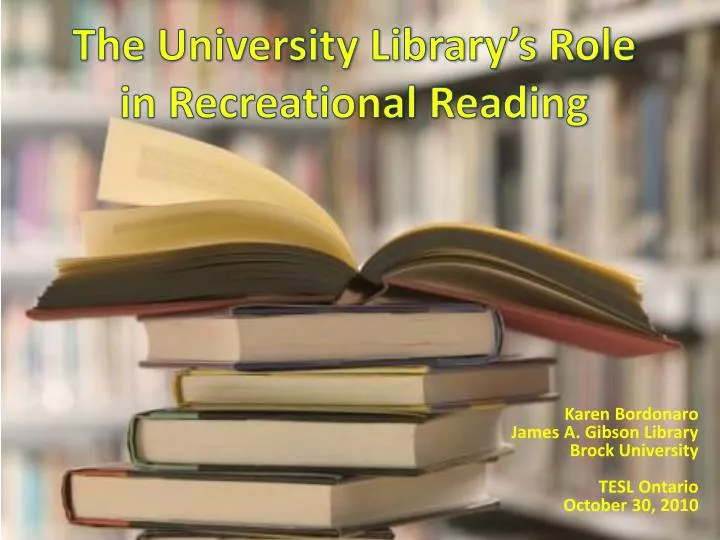 the university library s role in recreational reading