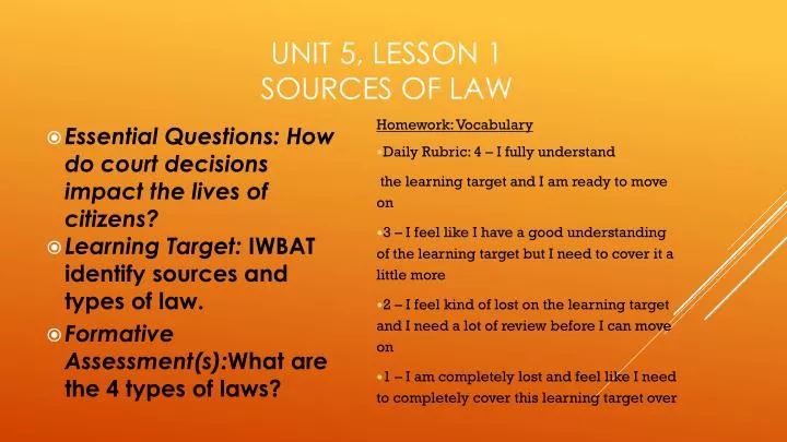 unit 5 lesson 1 sources of law