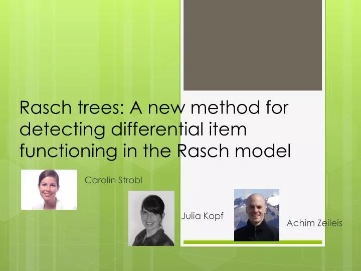 rasch trees a new method for detecting differential item functioning in the rasch model
