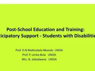 Post-School Education and Training: Anticipatory Support - Students with Disabilities