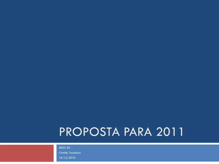 proposta para 2011