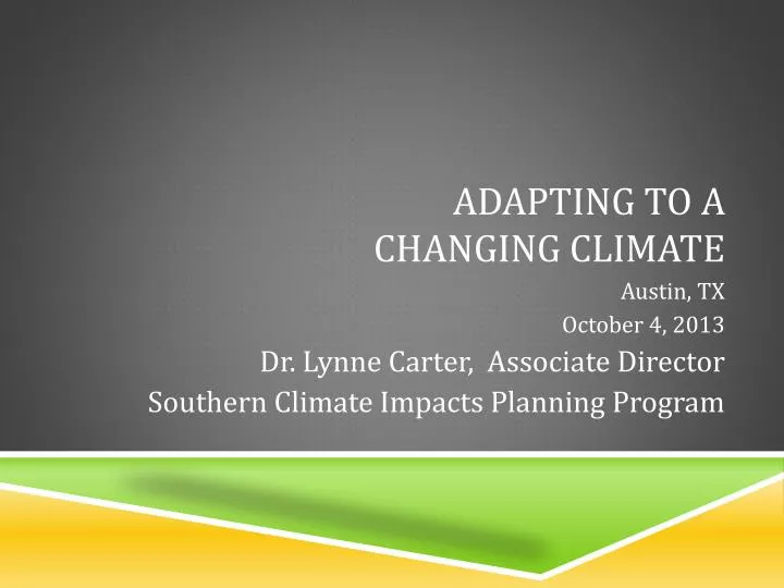 adapting to a changing climate