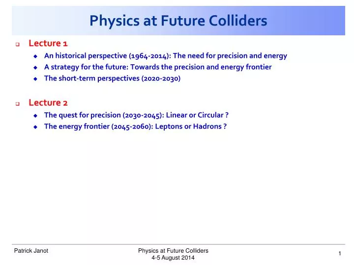 physics at future colliders
