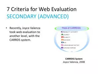 CARRDSS System Joyce Valenza , 2008