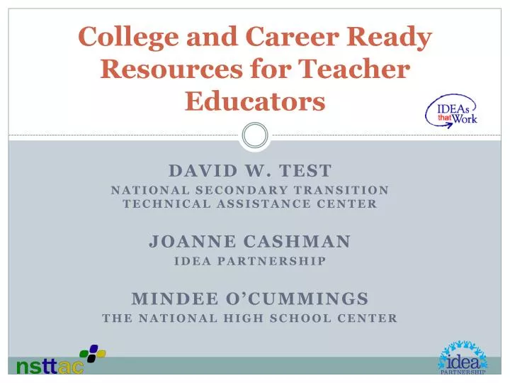 college and career ready resources for teacher educators