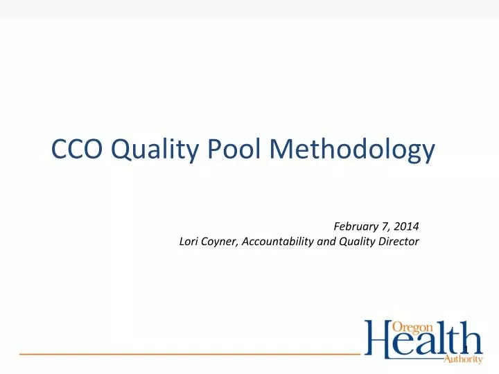 cco quality pool methodology