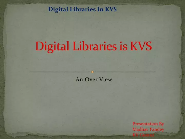 digital libraries is kvs