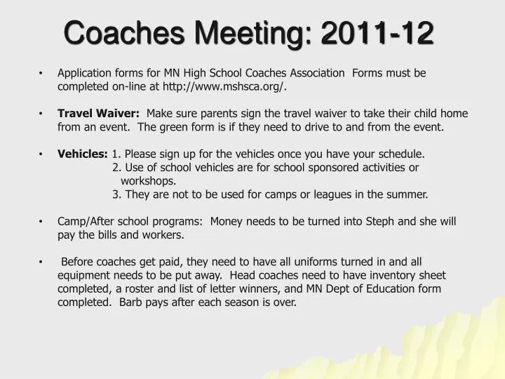 coaches meeting 2011 12
