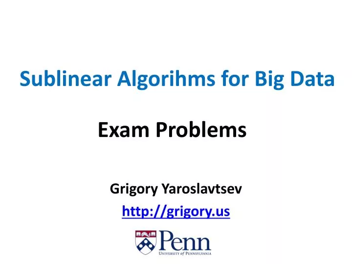 sublinear algorihms for big data