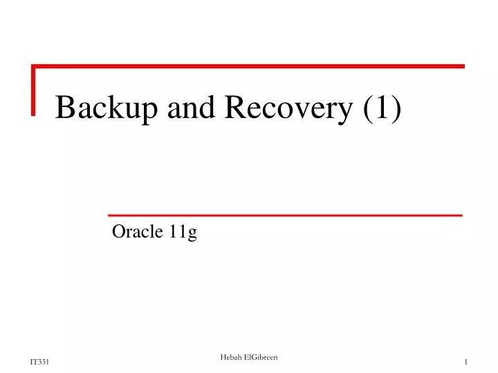 backup and recovery 1