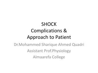shock c omplications approach to patient