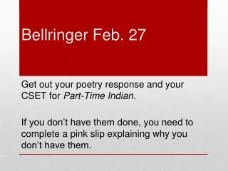 Bellringer Feb. 27