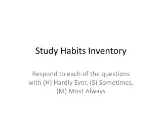 Study Habits Inventory
