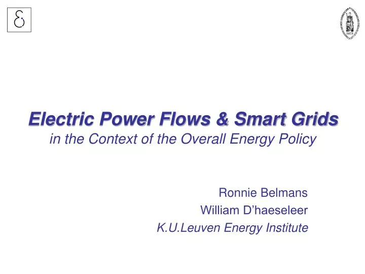 electric power flows smart grids in the context of the overall energy policy