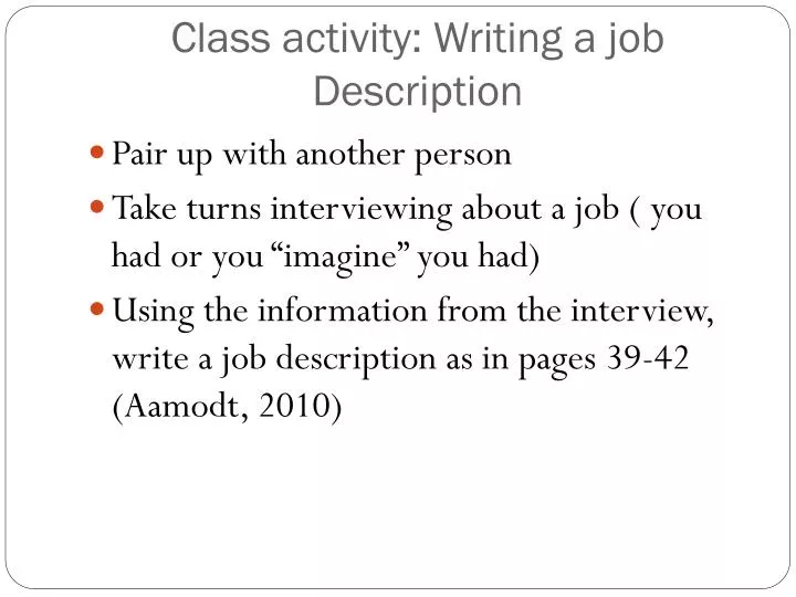 class activity writing a job description