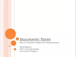 Diagnostic Tests