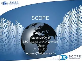 sarah deruyter l eo local exchange officer gent 2013 2014 leo gent @ belgianmsa be