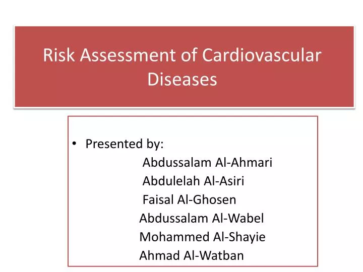 risk assessment of cardiovascular diseases