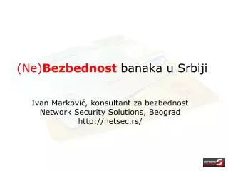 ne bezbednost banaka u srbiji