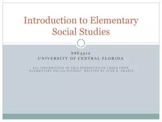 Introduction to Elementary Social Studies