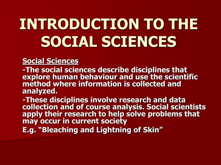introduction to the social sciences