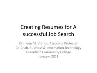 Creating Resumes for A successful Job Search