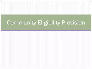 Community Eligibility Provision