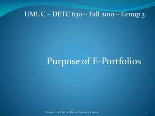 Purpose of E-Portfolios
