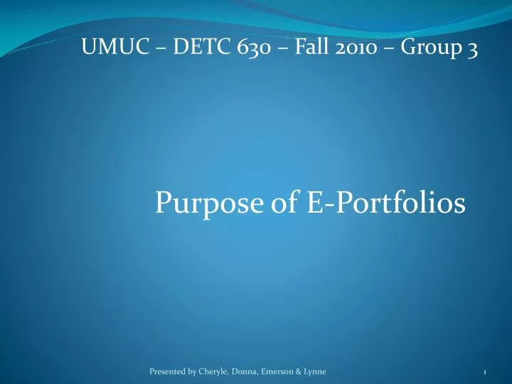 purpose of e portfolios