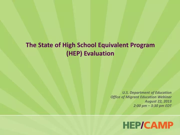 the state of high school equivalent program hep evaluation