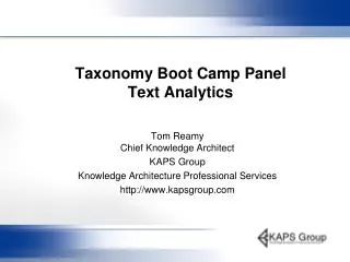 Taxonomy Boot Camp Panel Text Analytics