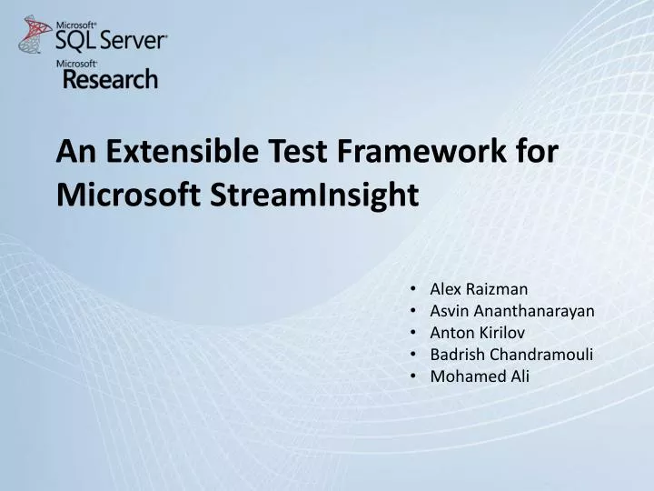 an extensible test framework for microsoft streaminsight