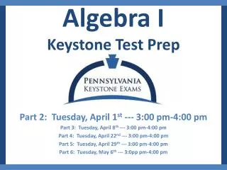 Algebra I Keystone Test Prep