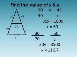 Find the value of x &amp; y.