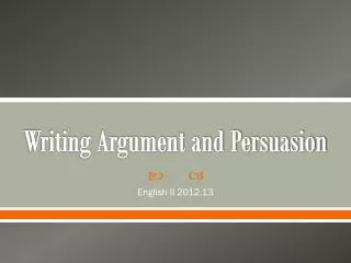 Writing Argument and Persuasion