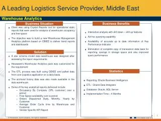 A Leading Logistics Service Provider, Middle East