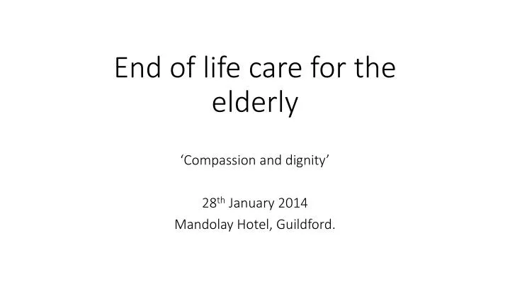 end of life care for the elderly
