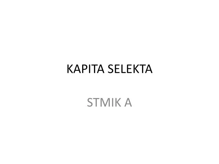 kapita selekta