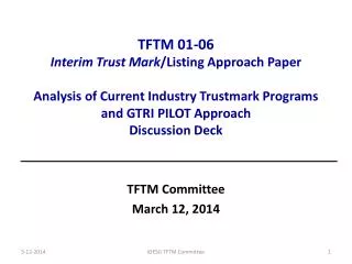 TFTM Committee March 12, 2014